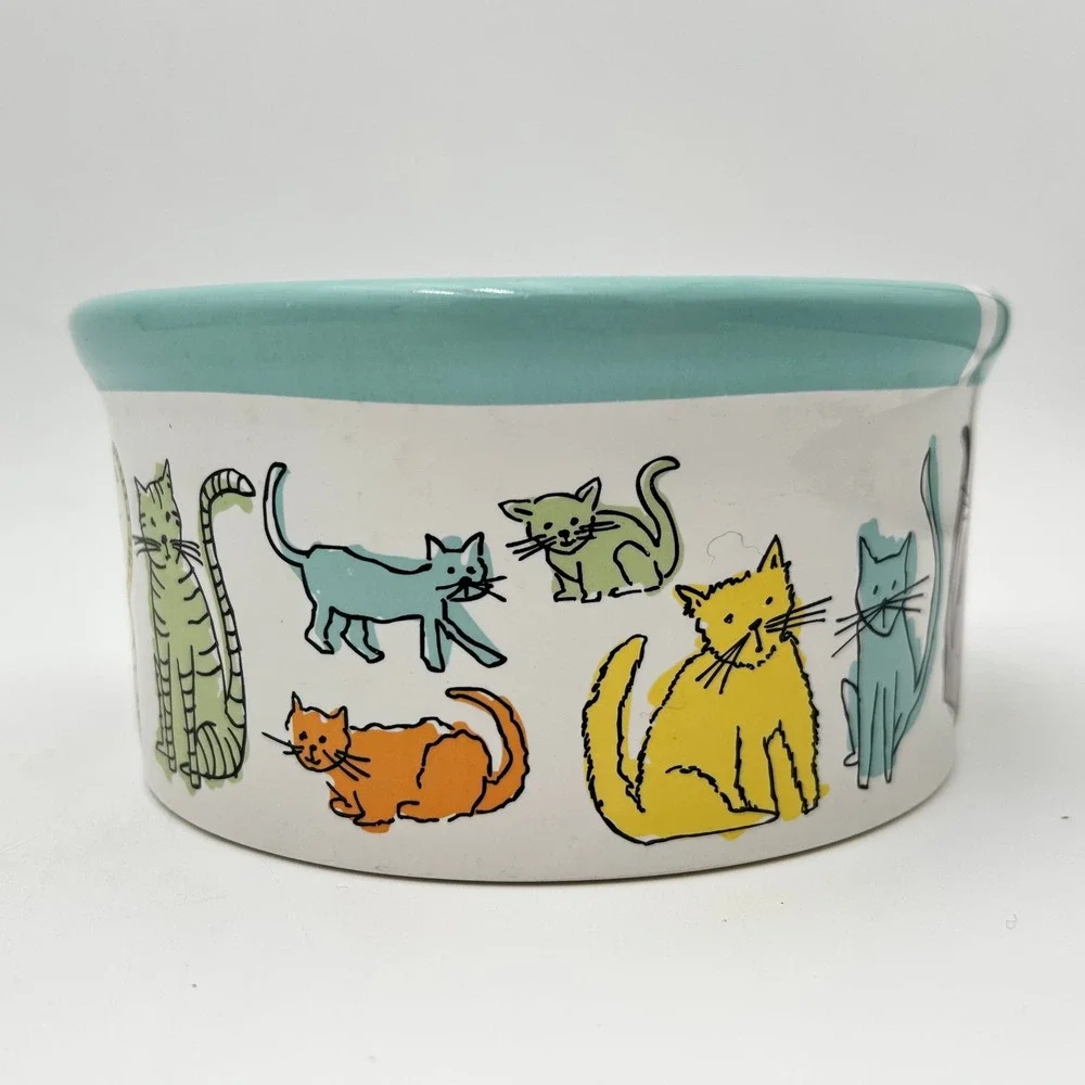 Room Creative Cat Town Ceramic Pet Bowl Dishwasher Safe Microwave Safe